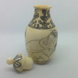 Snuff Bottle - Carved Bone Erotic Couple 3 of 5 - 20th Century Artifacts