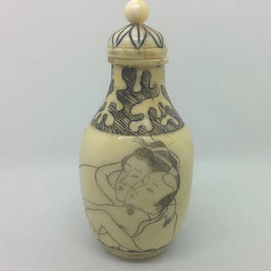 Snuff Bottle - Carved Bone Erotic Couple 3 of 5 - 20th Century Artifacts