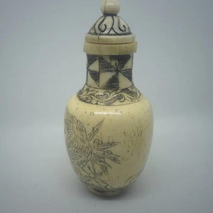 Snuff Bottle - Carved Bone Erotic Couple 5 of 5 - 20th Century Artifacts