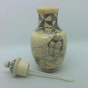 Snuff Bottle - Carved Bone Erotic Couple 5 of 5 - 20th Century Artifacts